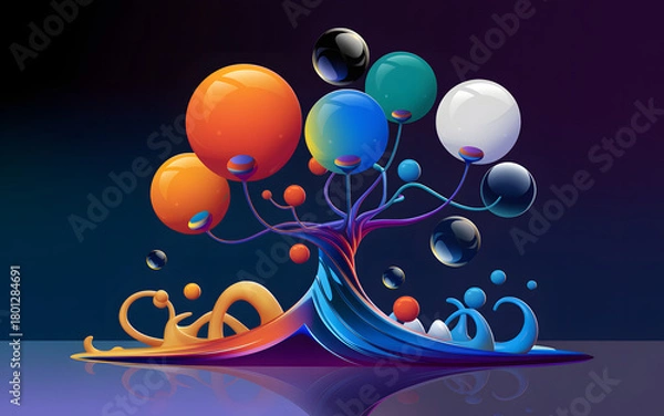 Obraz Colorful Sphere Tree Abstract Isolated Background Creative Expression