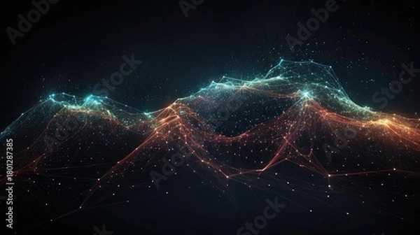 Obraz abstract glowing network wireframe mesh for connection