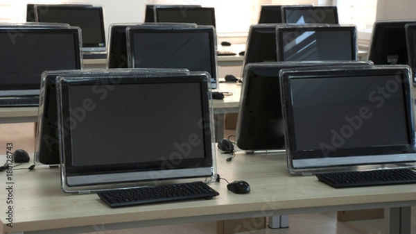 Obraz Computer Laboratory / Neatly placed rows of computer for students