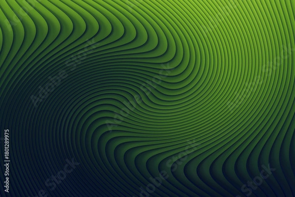 Fototapeta Abstract green swirl background with curved lines and dark gradient effect