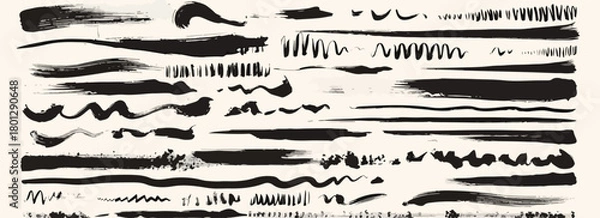Fototapeta Collezione di pennellate e tratti di pennello in stile acquerello, perfetti per design grafici e artistici.