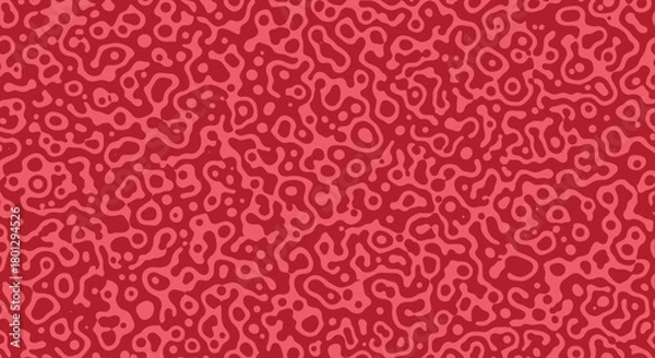 Obraz An abstract organic seamless pattern in shades of red creating a complex texture resembling amoeba or a reaction diffusion system.