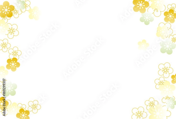 Fototapeta 梅の花のフレーム　背景　年賀状　テンプレート