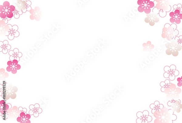 Fototapeta 梅の花のフレーム　背景　年賀状　テンプレート