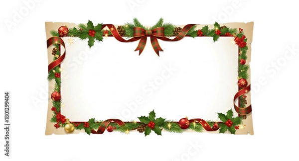 Fototapeta christmas frame with holly