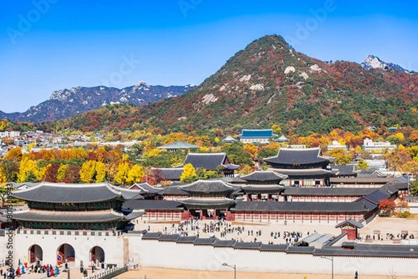 Obraz ソウル　紅葉の景福宮,