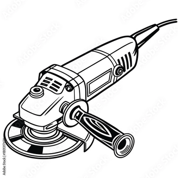 Obraz Black and white shows a power angle grinder tool in detail