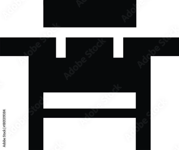 Obraz Simplified chair silhouette showcases a modern minimalist furniture icon in solid black against white