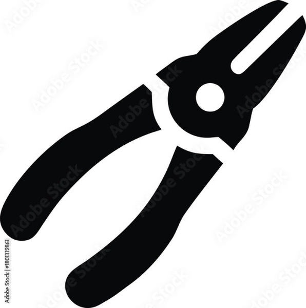 Obraz Black pliers icon displays the hardware tool on a white background