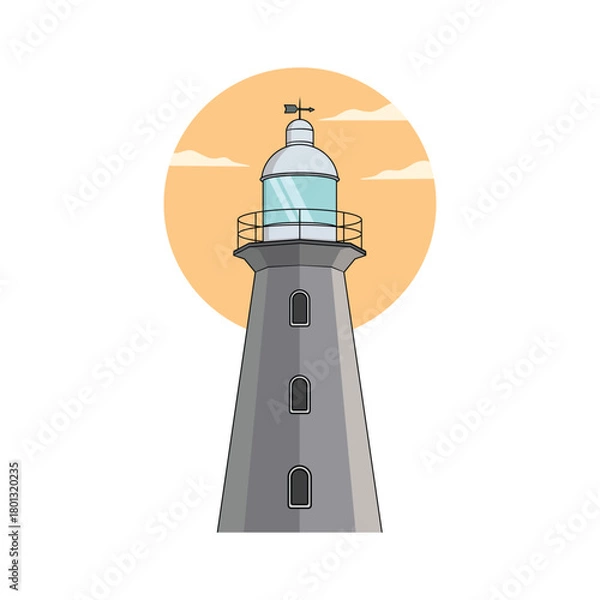 Obraz Lighthouse with sun. vector illustration