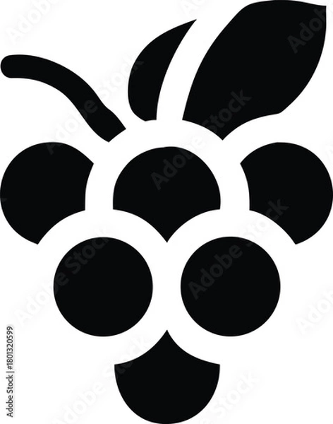 Obraz Elegant grape silhouette showcases simple, circular fruit forms with stem and leaf is visible