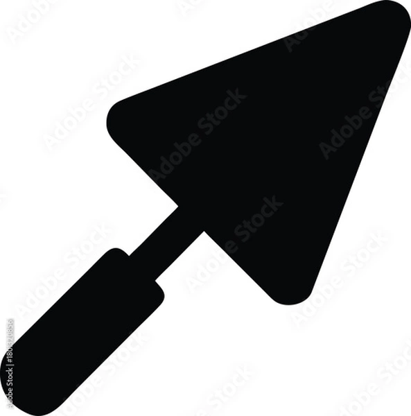 Obraz Black silhouette trowel represents bricklaying or plastering equipment is displayed against white background