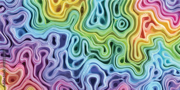 Fototapeta Astratto sfondo colorato con linee curve e sfumature arcobaleno, un effetto visivo dinamico e moderno.