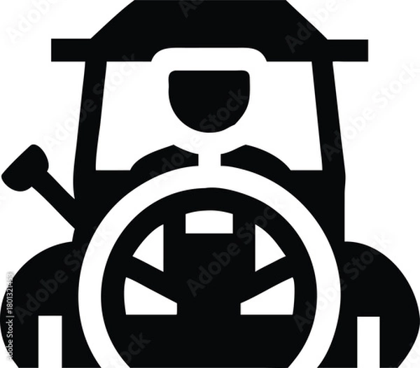 Obraz Simple glyph shows a farmer driving his tractor within an enclosed cab structure