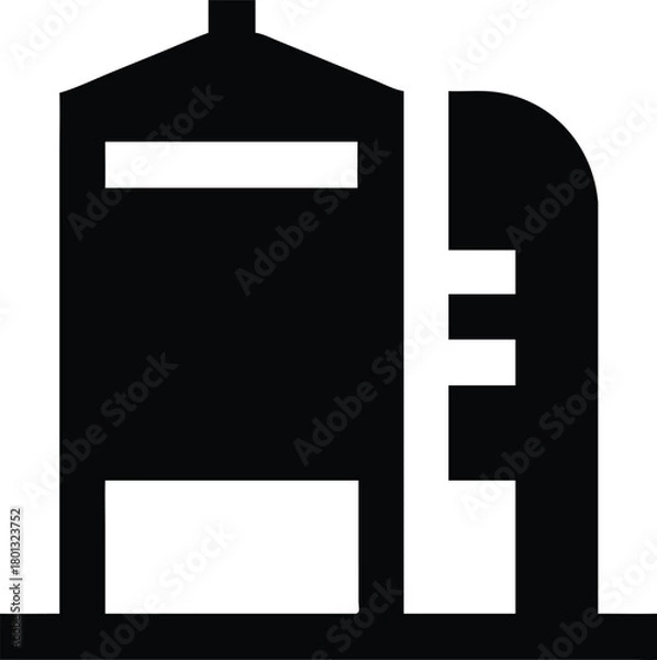 Obraz Black silhouette depicts industrial tanks, showcasing solid geometry and stark industrial minimalism