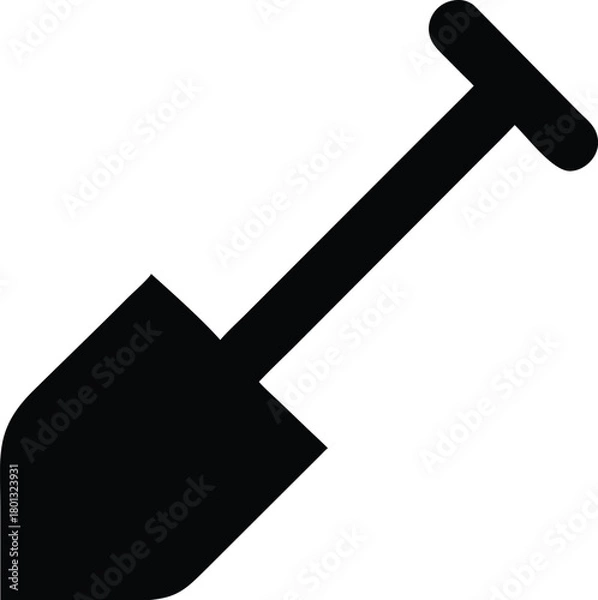 Obraz Simple black shovel icon conveys digging, construction, and gardening themes effectively