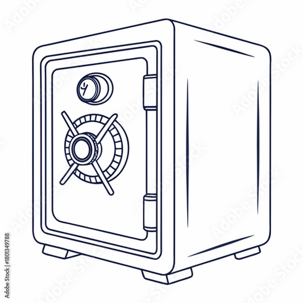 Fototapeta Illustration of a safe, a secure container used for protecting valuables from theft or damage, showcasing the locking mechanism isolated on
