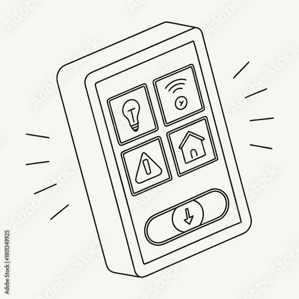 Fototapeta A minimalist line art illustration of a smart home control panel, isolated on, perfect for technology, automation, and modern living designs
