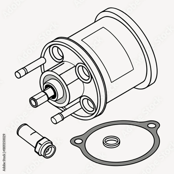 Fototapeta Detailed technical drawing showcasing the components of a mechanical assembly, isolated on, highlighting the precision and engineering design involved