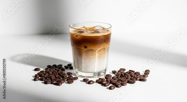 Fototapeta Iced Latte Coffee with Minimal Aestheti