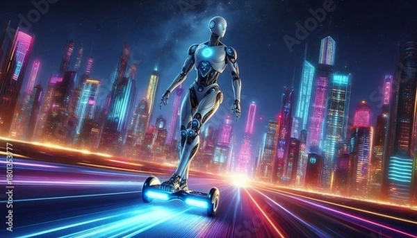 Fototapeta Bokeh Robot Jumping Silhouette