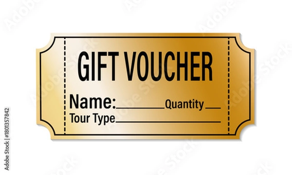 Fototapeta Golden gift certificate. The design of the golden gift ticket. Vector illustration