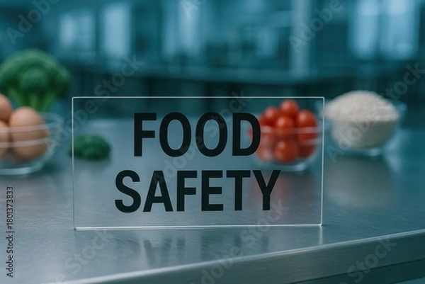 Fototapeta Food safety practices in a commercial kitchen culinary training visual guide professional environment