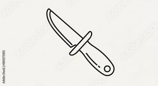 Fototapeta Simple Hand-Drawn Outline of a Sharp Knife on a Light Background.