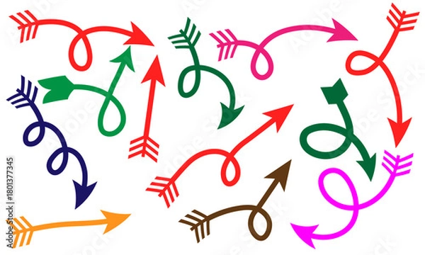 Obraz Collection of Colorful Swirling Arrows Aiming in Different Directions Design