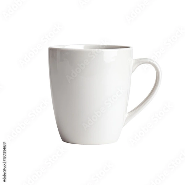 Obraz Plain white ceramic mug with handle on black background