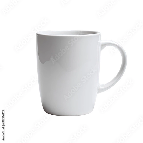 Obraz Simple white ceramic mug with a smooth, curved handle