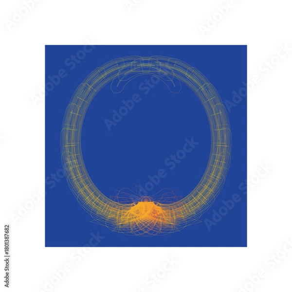 Fototapeta Toroidal Wireframe Field Simulation – Abstract Circular Vector Design with Magnetic Flow Geometry