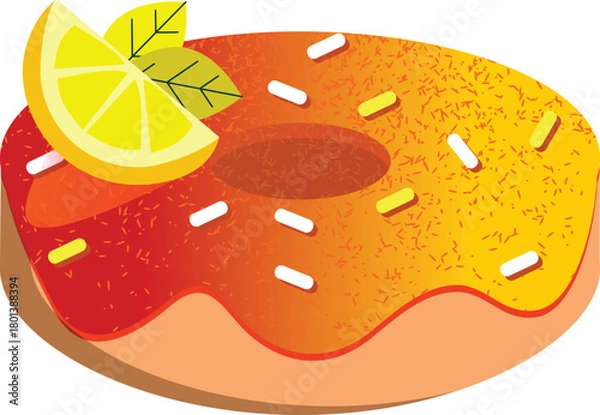 Fototapeta Sweet Donut With Lemon And Colorful Sprinkle Illustration Vector Graphics Clip Art Food Delicious Bakery Confectionery Dessert Snack Treats Gourmet