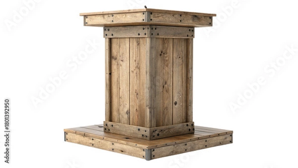 Fototapeta Rustic wooden spool isolated on transparent background