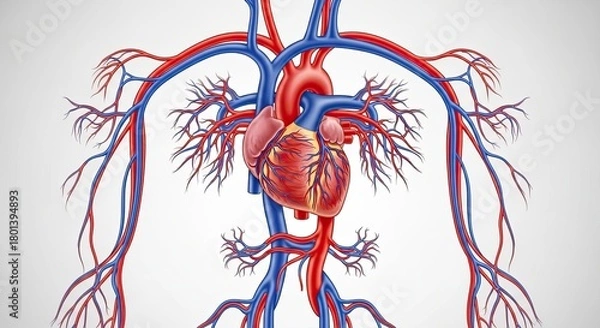 Obraz Anatomical Illustration of the Human Heart and Circulatory System.
