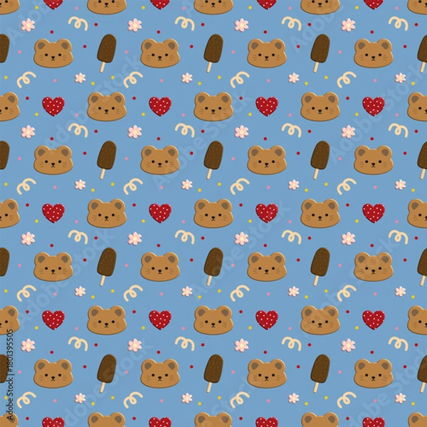 Obraz Seamless pattern with bears and ice cream 