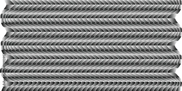 Fototapeta Optical Illusion Wave Pattern – Abstract Vector Design with Curved Depth Effects in Black, White, and Gray