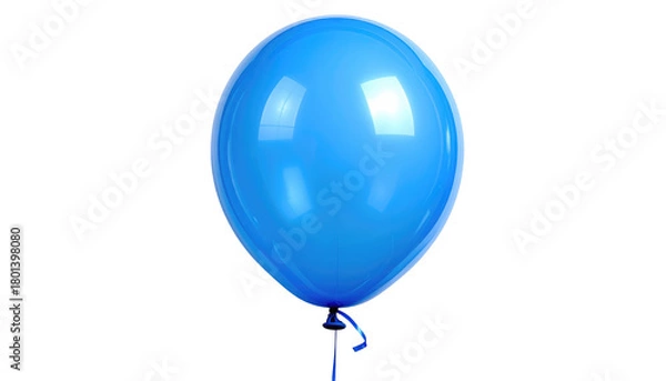 Obraz Vivid studio shot of a shiny, sky-blue balloon against a stark black backdrop, tied with a blue ribbon. It has light reflections