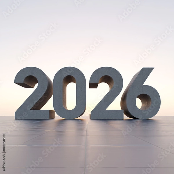 Obraz Concrete 2026 Year Numbers Future Dates Creative Design Concept Idea