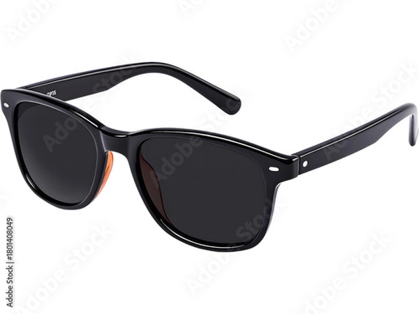 Fototapeta Black sunglasses in side view isolated on transparent background, ideal for summer, fashion, and branding visuals.