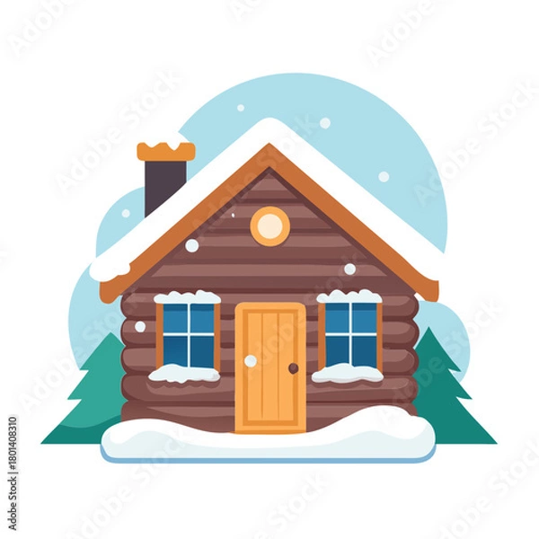 Obraz a flat icon of vector clip art winter cabin for web and graphic design