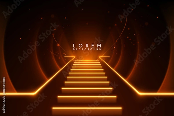 Fototapeta Neon light stairs with sparks effect