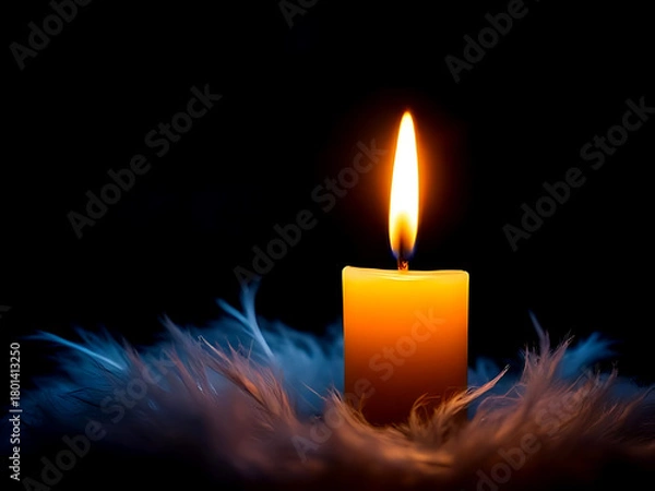 Obraz Candlelight Serenity Warm Glow Amidst Soft Feathers