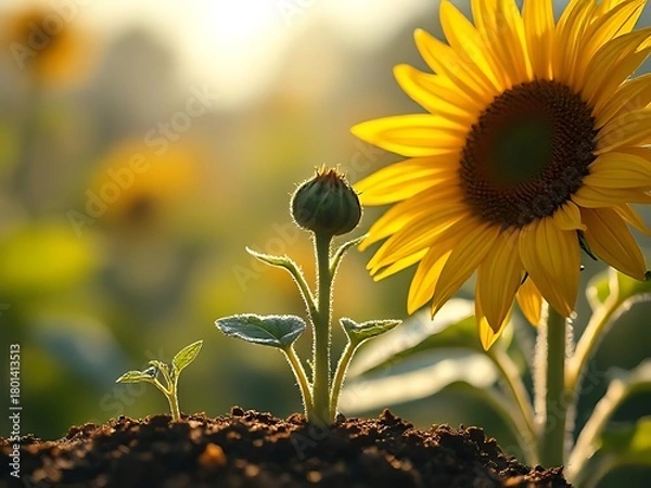 Obraz Stages of sunflower growth from seed to full bloom