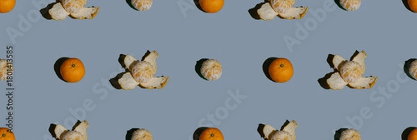 Obraz Tangerines seamless pattern on a blue background