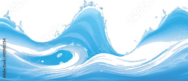 Fototapeta Abstract vector illustration of blue water waves flowing motion with splashes perfect for backgrounds and design elements