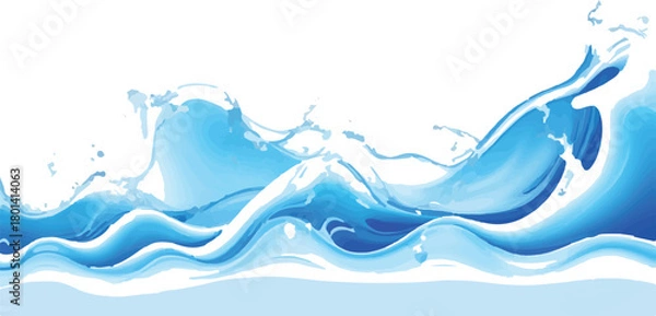 Fototapeta Dynamic blue water splash illustration flowing liquid motion perfect for backgrounds and design elements