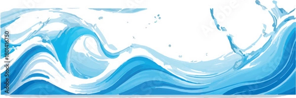 Fototapeta Abstract blue water wave illustration flowing liquid motion with splash effect vector background for graphic design