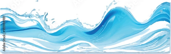 Fototapeta Abstract blue water wave illustration flowing liquid motion with splash effect vector design element for backgrounds and banners