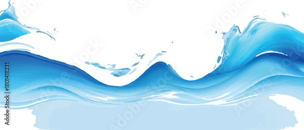 Fototapeta Blue water wave illustration smooth flowing liquid design perfect for backgrounds and presentations